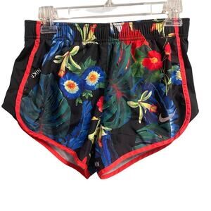 Nike Dri-Fit Running Shorts Size Small Black Floral Liner Athletic Sports Tempo